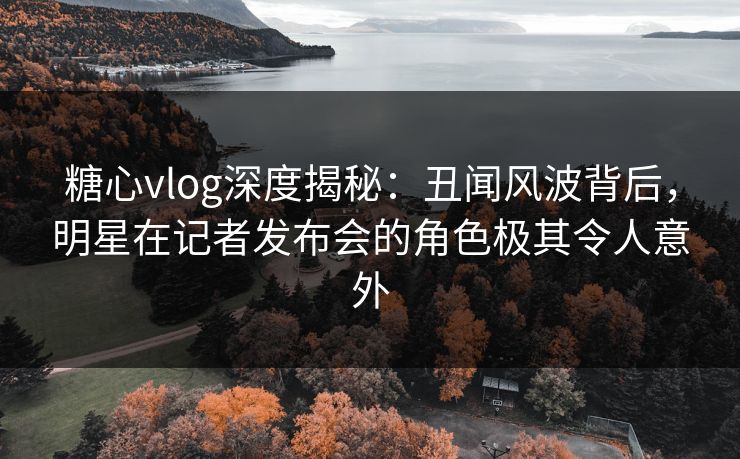 糖心vlog深度揭秘：丑闻风波背后，明星在记者发布会的角色极其令人意外