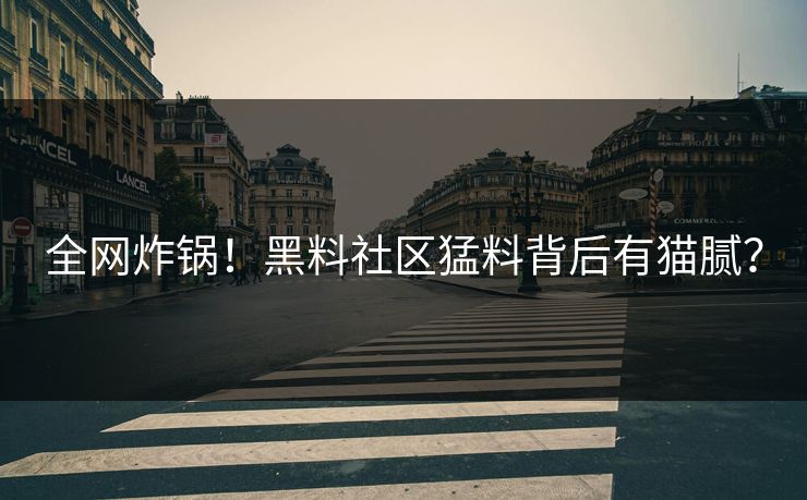 全网炸锅！黑料社区猛料背后有猫腻？