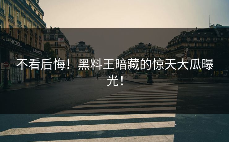 不看后悔！黑料王暗藏的惊天大瓜曝光！