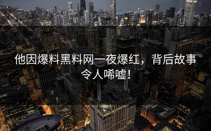 他因爆料黑料网一夜爆红，背后故事令人唏嘘！