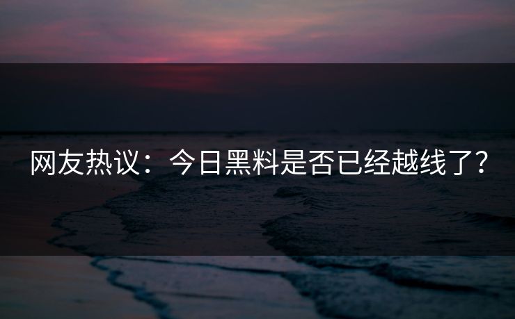网友热议：今日黑料是否已经越线了？