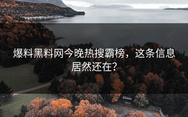 爆料黑料网今晚热搜霸榜，这条信息居然还在？