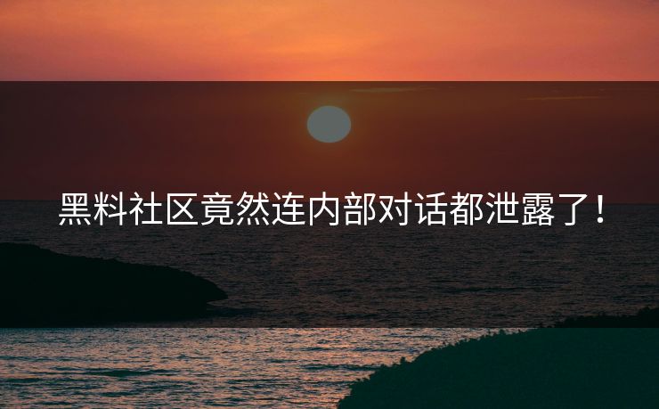 黑料社区竟然连内部对话都泄露了！