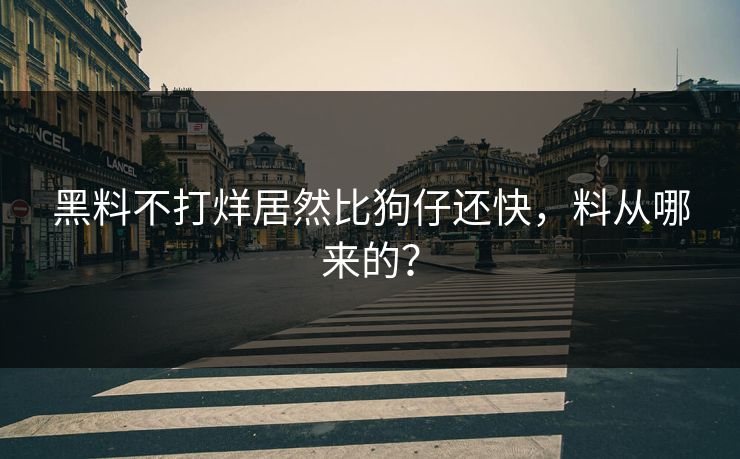 黑料不打烊居然比狗仔还快，料从哪来的？