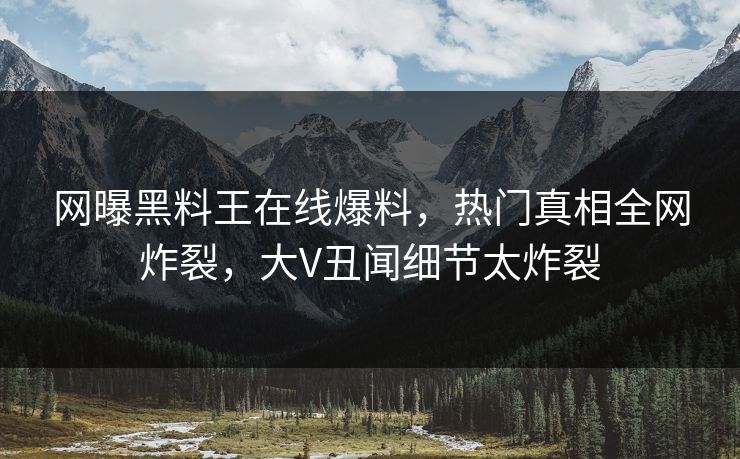 网曝黑料王在线爆料，热门真相全网炸裂，大V丑闻细节太炸裂