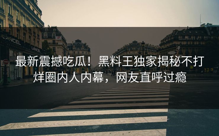 最新震撼吃瓜！黑料王独家揭秘不打烊圈内人内幕，网友直呼过瘾