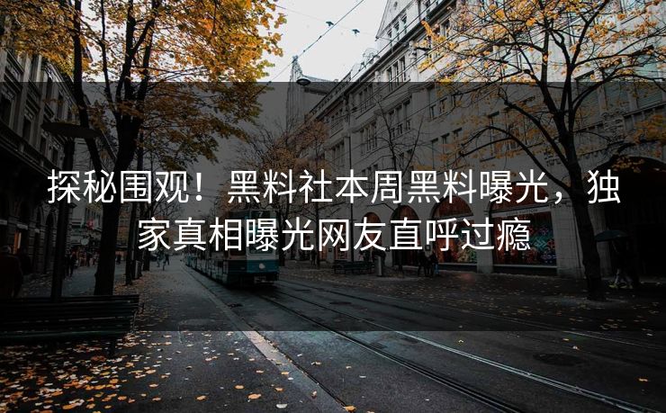 探秘围观！黑料社本周黑料曝光，独家真相曝光网友直呼过瘾