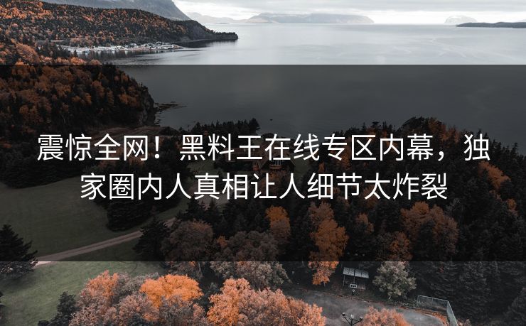 震惊全网！黑料王在线专区内幕，独家圈内人真相让人细节太炸裂