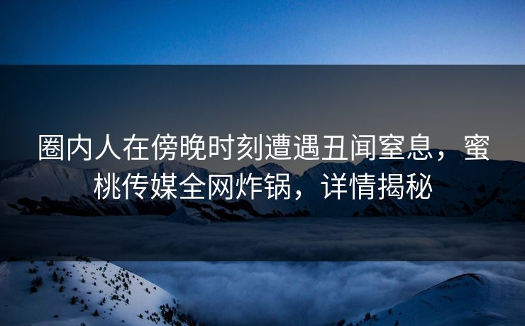 圈内人在傍晚时刻遭遇丑闻窒息，蜜桃传媒全网炸锅，详情揭秘