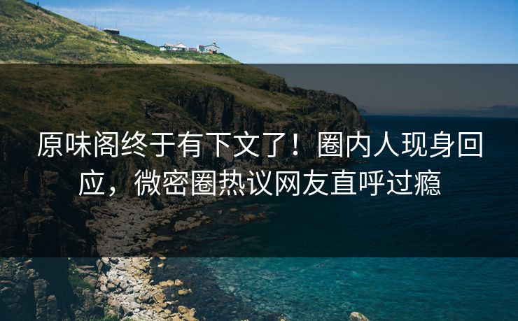 原味阁终于有下文了！圈内人现身回应，微密圈热议网友直呼过瘾