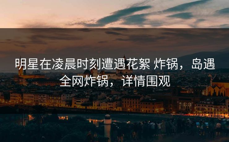 明星在凌晨时刻遭遇花絮 炸锅，岛遇全网炸锅，详情围观