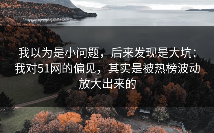 我以为是小问题，后来发现是大坑：我对51网的偏见，其实是被热榜波动放大出来的
